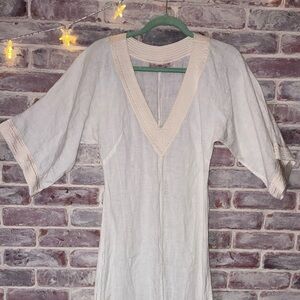 Christianne Celle White Linen Maxi Dress – Boho Resort Style – Size XS